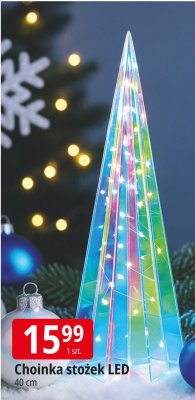 Choinka stożek LED 40 cm promocja w Leclerc