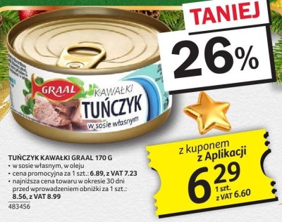 Tuńczyk kawałki Graal 170g promocja w Selgros