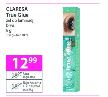 Żel do laminacji brwi CLARESA TRUE GLUE promocja