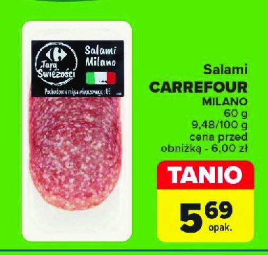 Salami milano plasterki Carrefour targ świeżości promocja