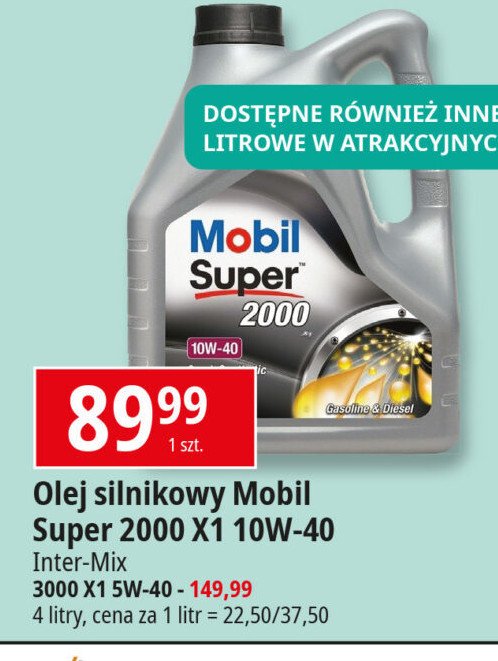 Olej silnikowy 5w-40 Mobil super 3000 promocja