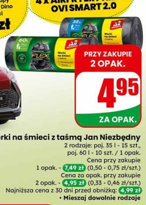 Worki na śmieci z taśmą poj. 35l promocja w Dino