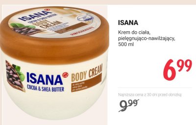 Krem do ciała ISANA pielęgnująco-nawilżający, kakao i masło shea, 500 ml promocja w Rossmann