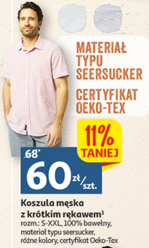 Koszula męska z krótkim rękawem Auchan inextenso promocja
