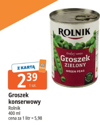 Groszek konserwowy zielony Rolnik promocja w Leclerc
