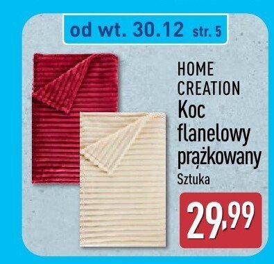 Koc flanelowy prążkowany HOME CREATION Sztuka promocja w Aldi