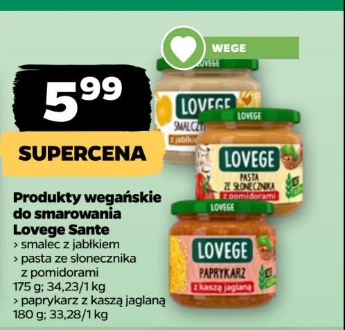 Pasta ze słonecznika z pomidorami Lovege promocja w Netto