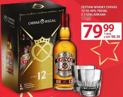 Whisky Chivas Regal 12 yo 40% 700 ml z 2 szklankami promocja w Selgros