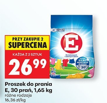 Proszek do prania E, 30 prań, 1,65 kg, różne rodzaje promocja w Biedronka