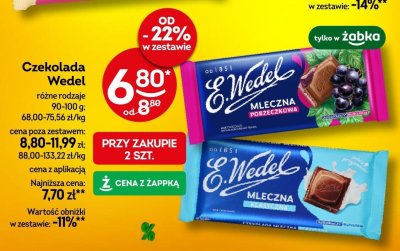 Czekolada Wedel różne rodzaje promocja w Żabka