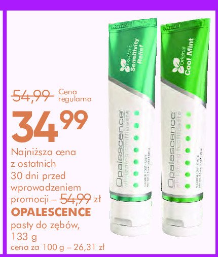 Pasta do zębów cool mint OPALESCENCE WHITENING promocja w Super-Pharm