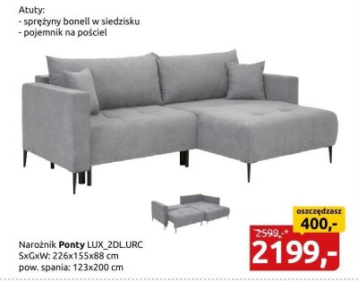 Narożnik Ponty LUX_2DLURC promocja w Black Red White