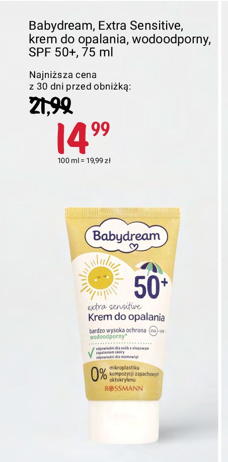 Krem ochronny na słońce spf 50 Babydream promocja