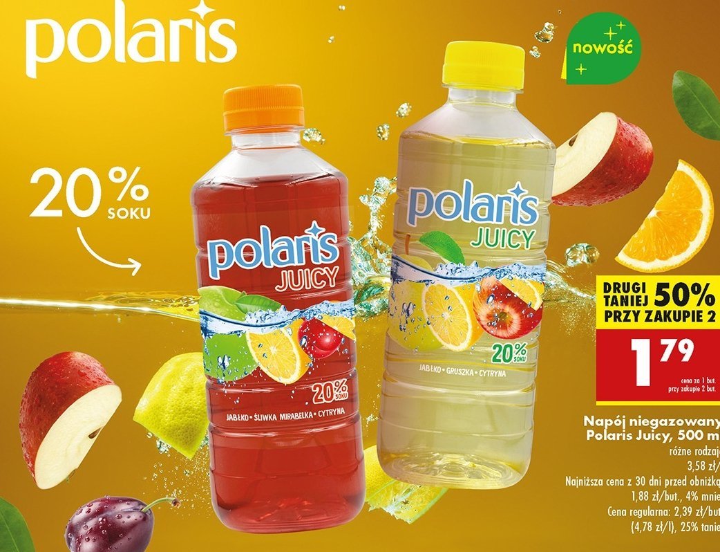 Napój jabłko-mirabelka Polaris juicy promocja w Biedronka