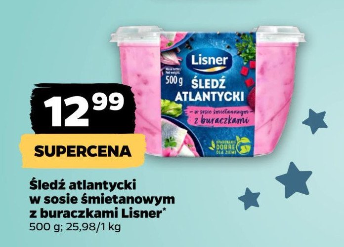 Śledź atlantycki w sosie śmietanowym z buraczkami Lisner promocja