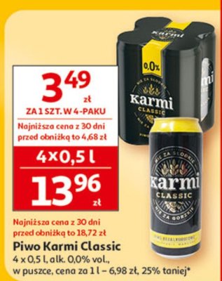 Piwo Karmi Classic 4x0.5L alk. 0.0% vol. w puszce promocja w Auchan
