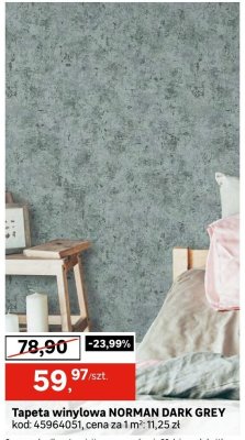 Tapeta winylowa NORMAN DARK GREY promocja w Leroy Merlin