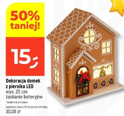 Dekoracja domek z piernika LED wys. 20 cm zasilanie bateryjne promocja w Dealz