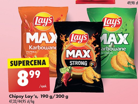 Chipsy zielona cebulka Lay's max karbowane promocja w Biedronka