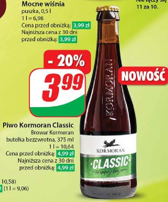 Piwo Kormoran classic promocja w Dino