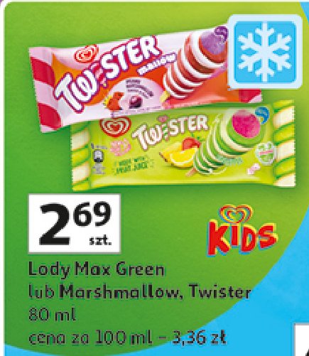 Lód green Algida twister promocja w Auchan