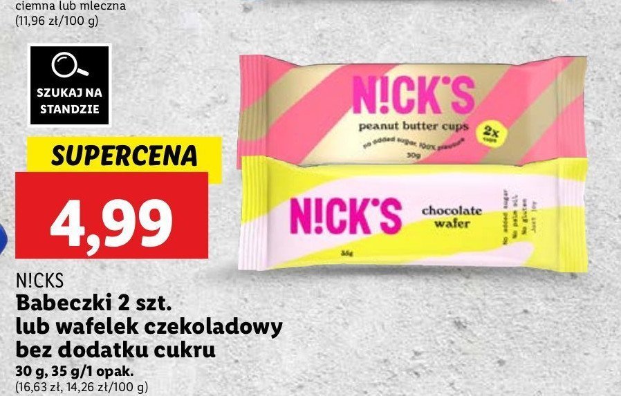 Wafel czekoladowy bez cukru Nick's promocja