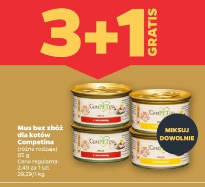 Karma mus bez zbóż dla kotów Competina różne rodzaje promocja w Netto