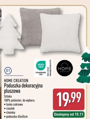 Poduszka dekoracyjna pluszowa 45x45 cm promocja w Aldi