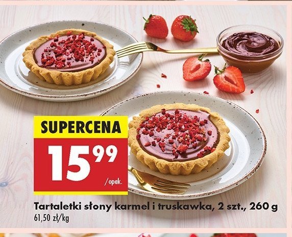 Tartaletki słony karmel i truskawka promocja w Biedronka