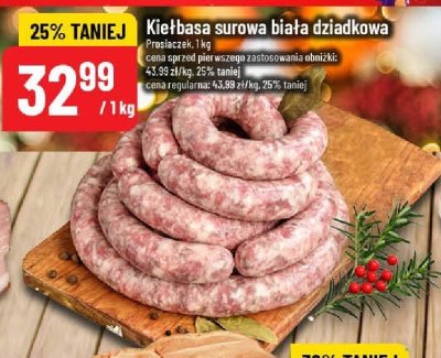 Kiełbasa surowa biała dziadkowa Prasiaczek promocja w POLOmarket