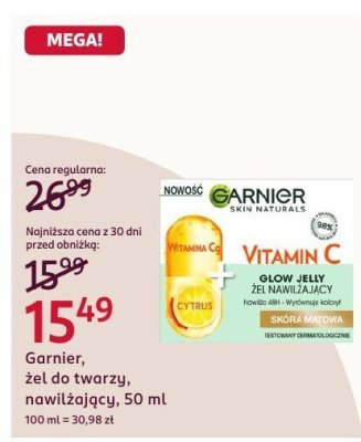 Żel do twarzy nawilżający Garnier, 50 ml promocja w Rossmann