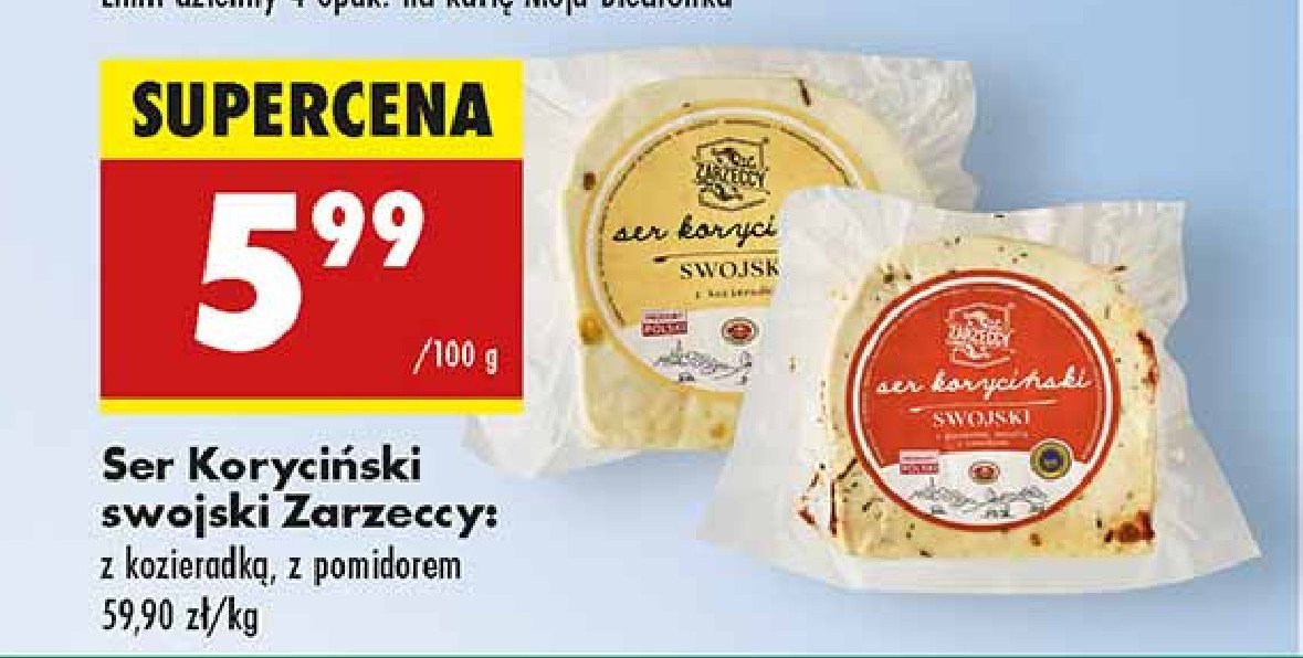 Ser koryciński swojski z pomidorem Zarzeccy promocja w Biedronka