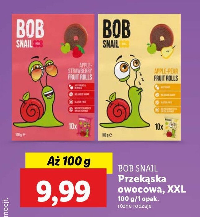 Przekąska jabłkowo- truskawkowa Bob snail promocja