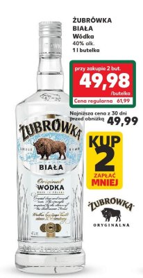 Wódka Żubrówka Biała 40% alk. 1l promocja w Kaufland