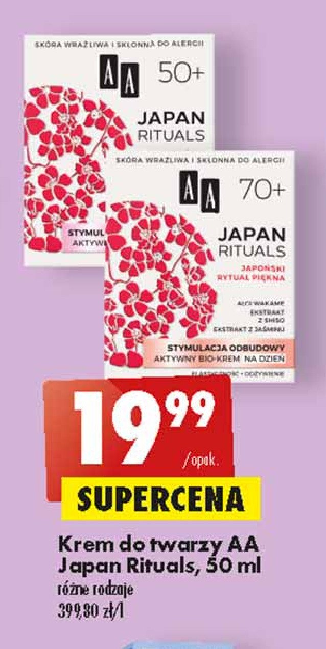 Aktywny bio-krem na dzień 50+ stymulacja elastyczności Aa promocja