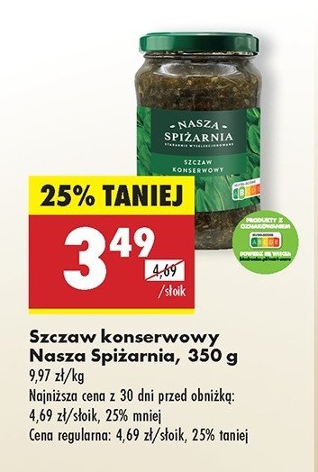 Szczaw konserwowy Nasza spiżarnia promocja w Biedronka