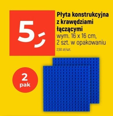 Płyta konstrukcyjna z krawędziami łączącymi wym. 16 x 16 cm, 2 szt. w opakowaniu promocja w Dealz
