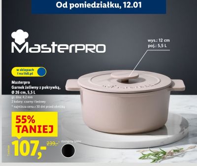 Garnek żeliwy z pokrywką Ø 26 cm, 5,5 L promocja w Lidl