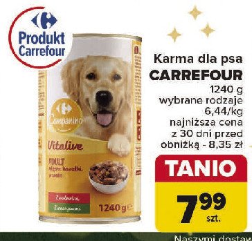 Karma dla psa z drobiem i wołowiną CARREFOUR COMPANINO promocja