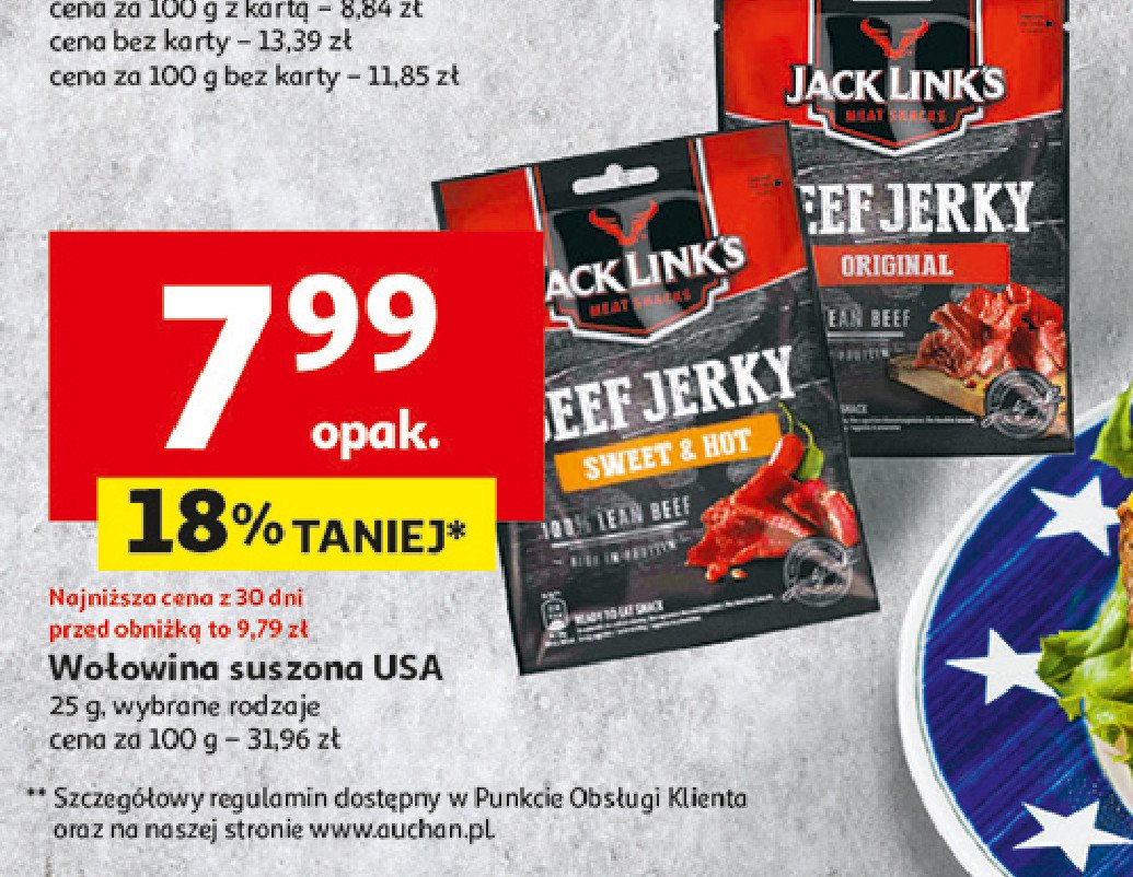 Suszona przekąska beef jerky sweet & hot JACK LINK'S promocja