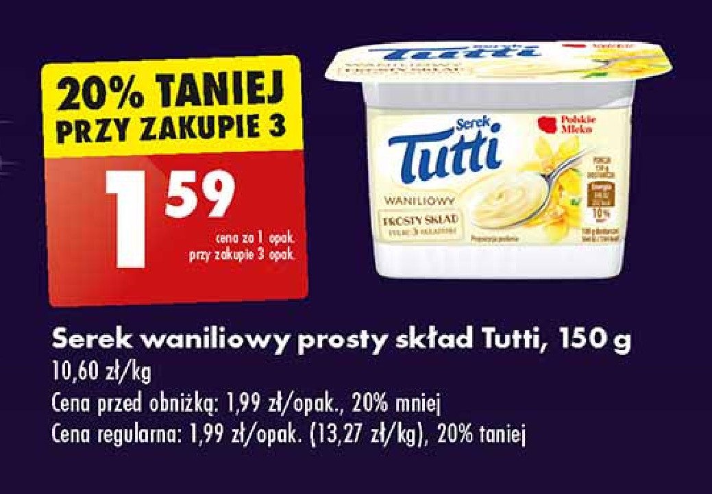 Serek waniliowy prosty skład Tutti promocja