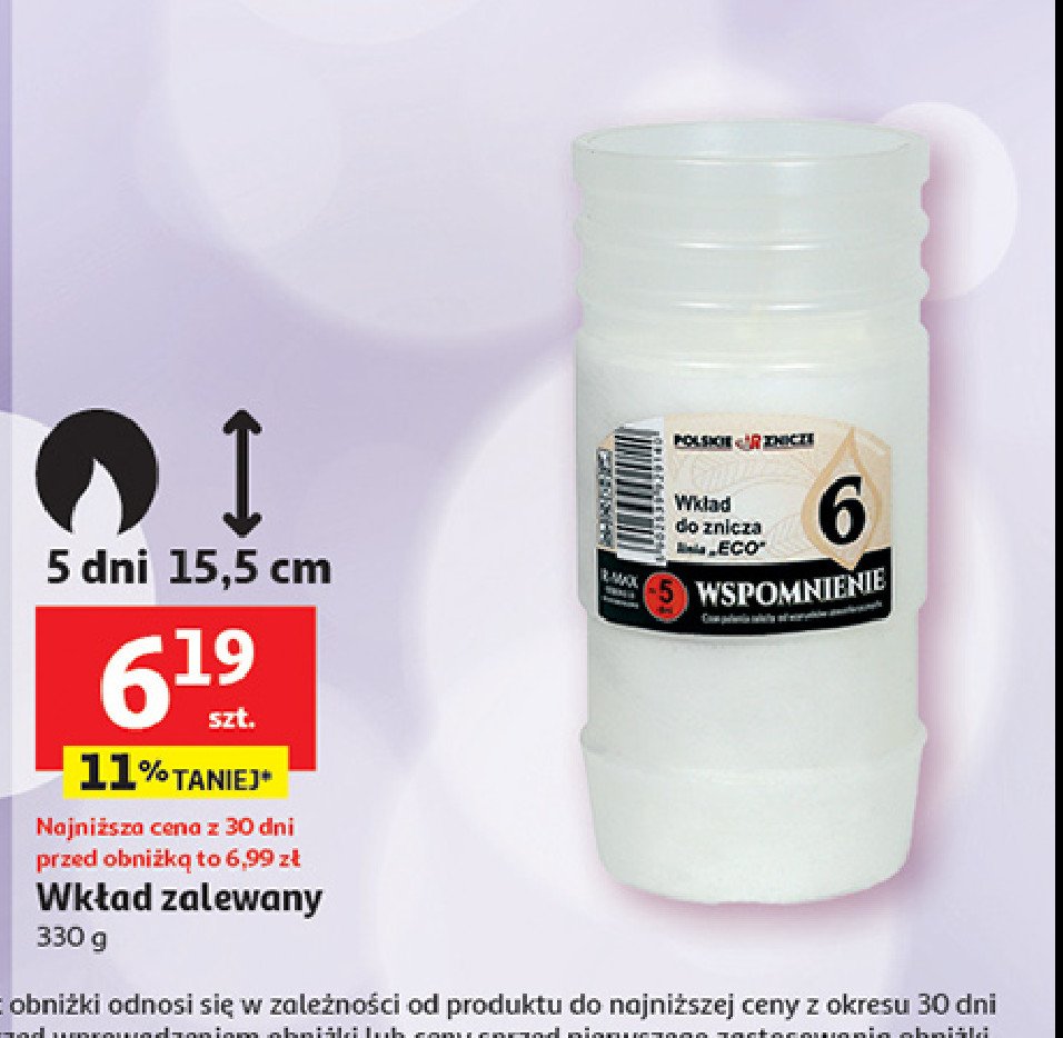 Wk艂ad parafinowy do zniczy 5 dni Polskie znicze promocja