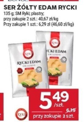 Ser żółty Edam rycki SM Ryk promocja w Stokrotka