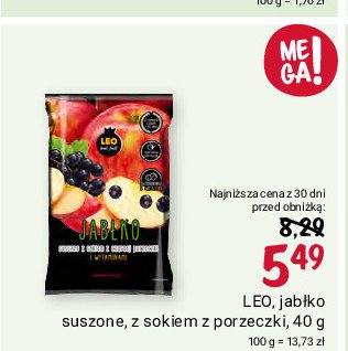 Chipsy jabłkowe z sokiem z porzeczki Leo dried fruits promocja