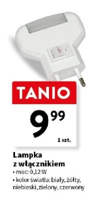Lampka z włącznikiem moc 0,12W różne kolory promocja w Intermarche