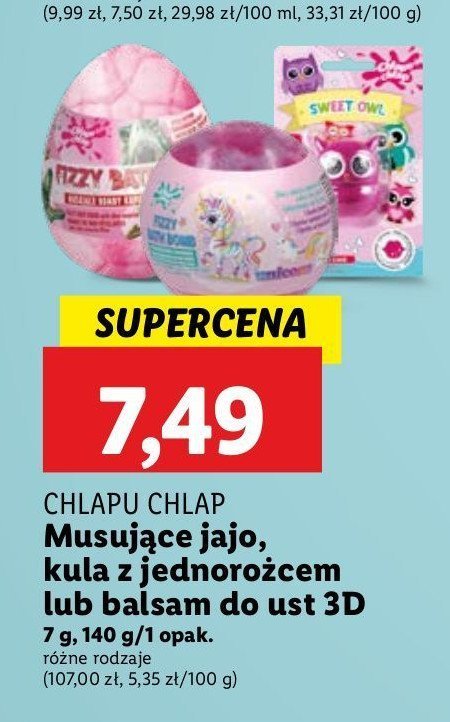 Kula do kąpieli słodki jednorożec Chlapu chlap promocja