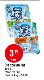 Śledzik na raz z papryką i cebulą Lisner śledzik na raz promocja