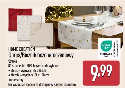Obrus/Bieżnik bożonarodzeniowy HOME CREATION promocja w Aldi