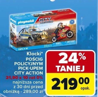 Klocki POŚCIG POLICYJNYM PICK-UPEM CITY ACTION PLAYMOBIL promocja w Carrefour