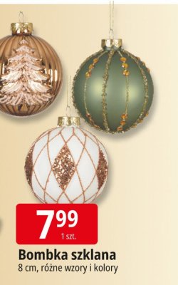 Bombka szklana 8 cm, różne wzory i kolory promocja w Leclerc